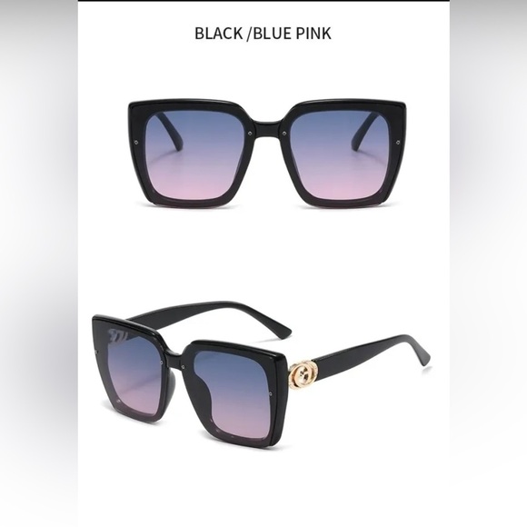 ✨? NWT Trendy Oversized Square Chic Vintage Style UV 400 Black Frame Gray Pink ? main image 6